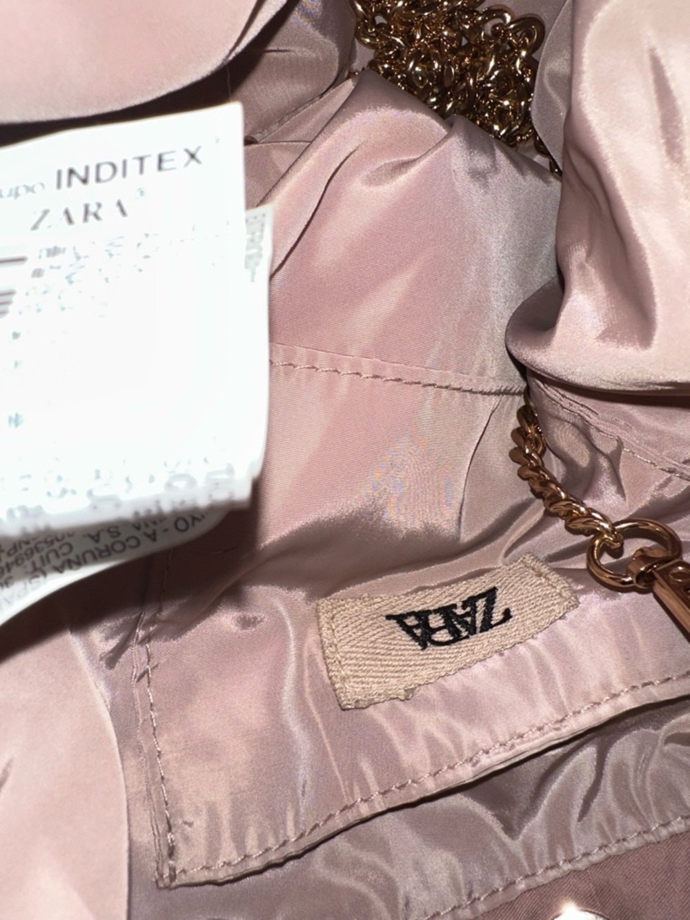 Zara Blush Puffy Nylon Cinch Pink Bag - Picture 3 of 3